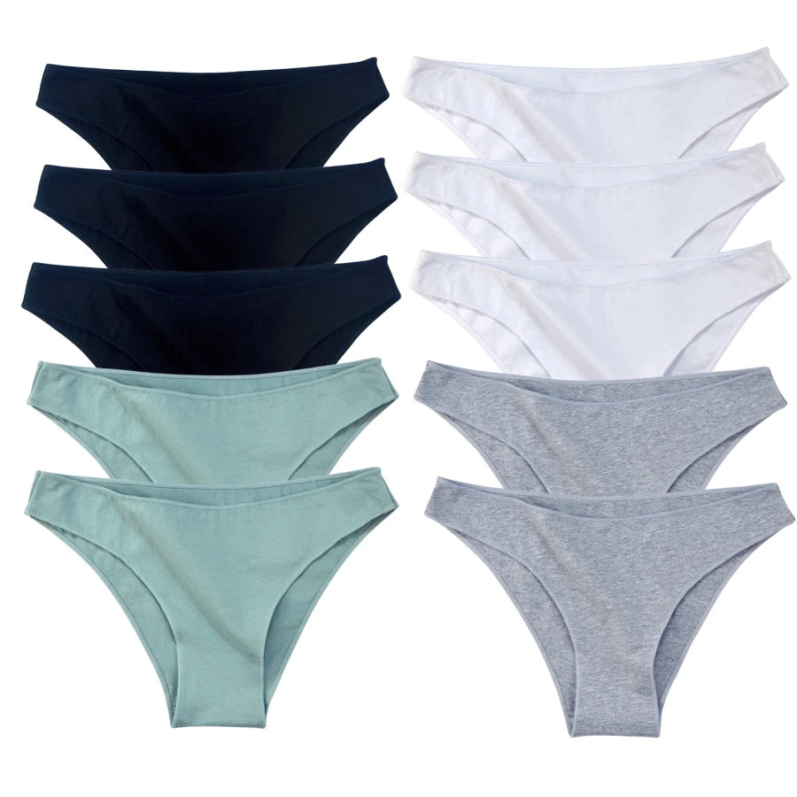 CowLost | product_id-10pcs-women-s-low-rise-seamless-cotton-briefs-solid-color-panties-m-xxl |21
