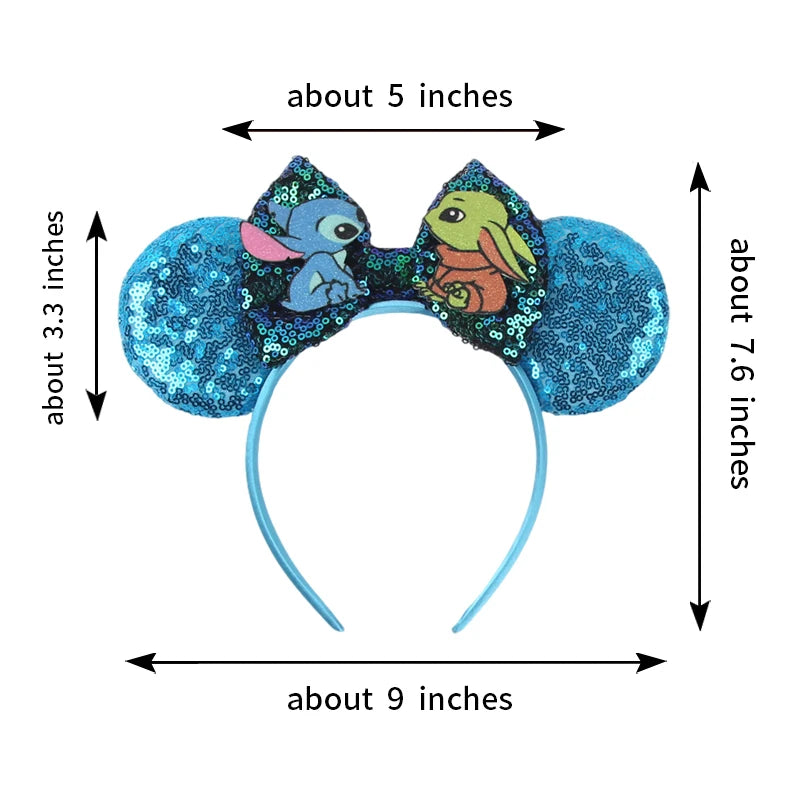 CowLost | cartoon-lilo-stitch-head-band-girls-sequins-bow-hairband |3