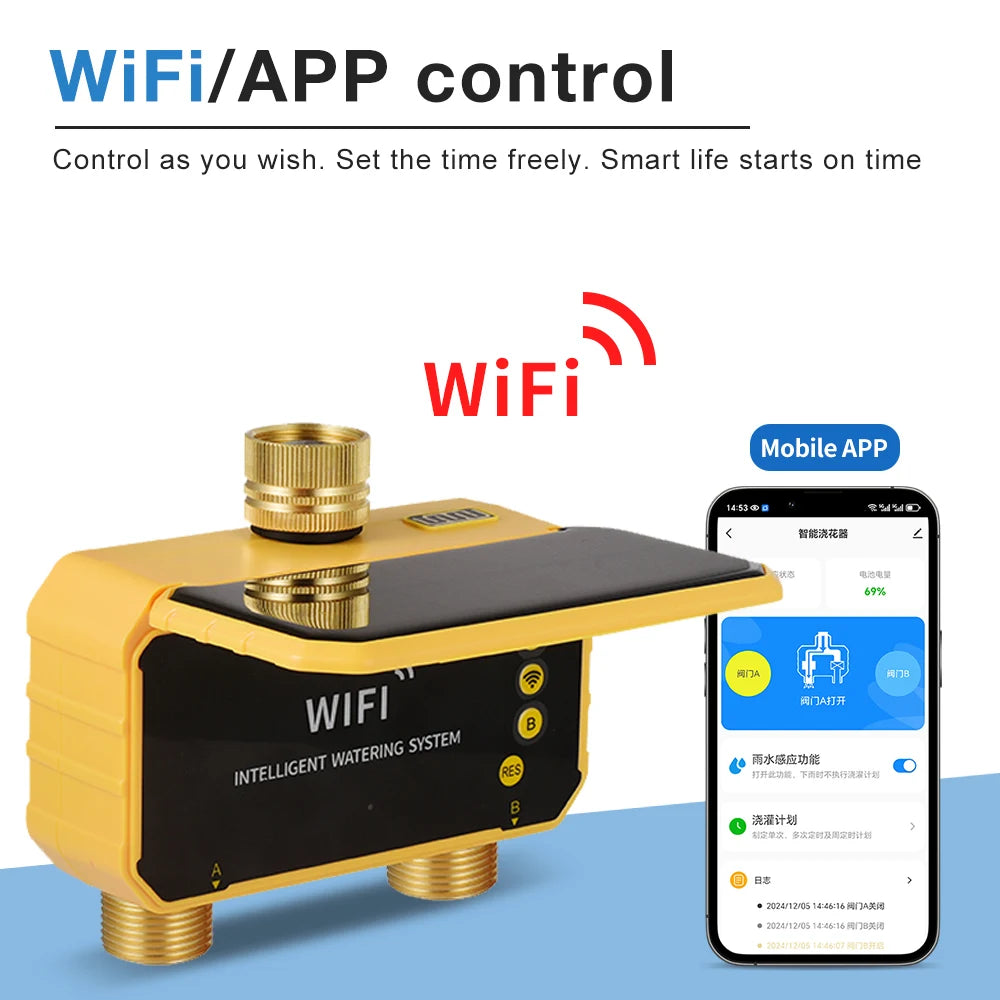 WiFi Solar Irrigation Timer 1/2/4 Outlet Smart Watering Controller for Garden Greenhouse