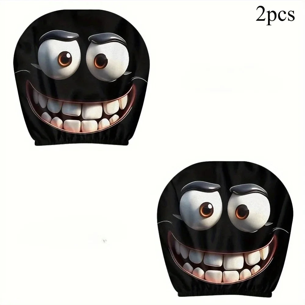 CowLost | car-seat-covers-product_id-2pcs-smiley-face-car-pillowcase-soft-polyester-headrest-cushion-covers-washable |5