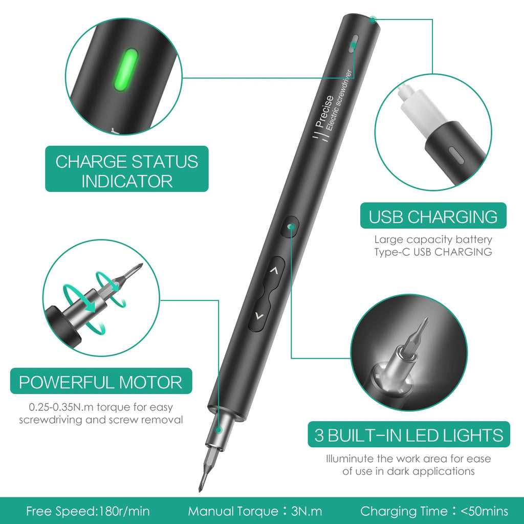 28-in-1 Cordless Electric Screwdriver Set Rechargeable Magnetic Bits for Phone Laptop Repair