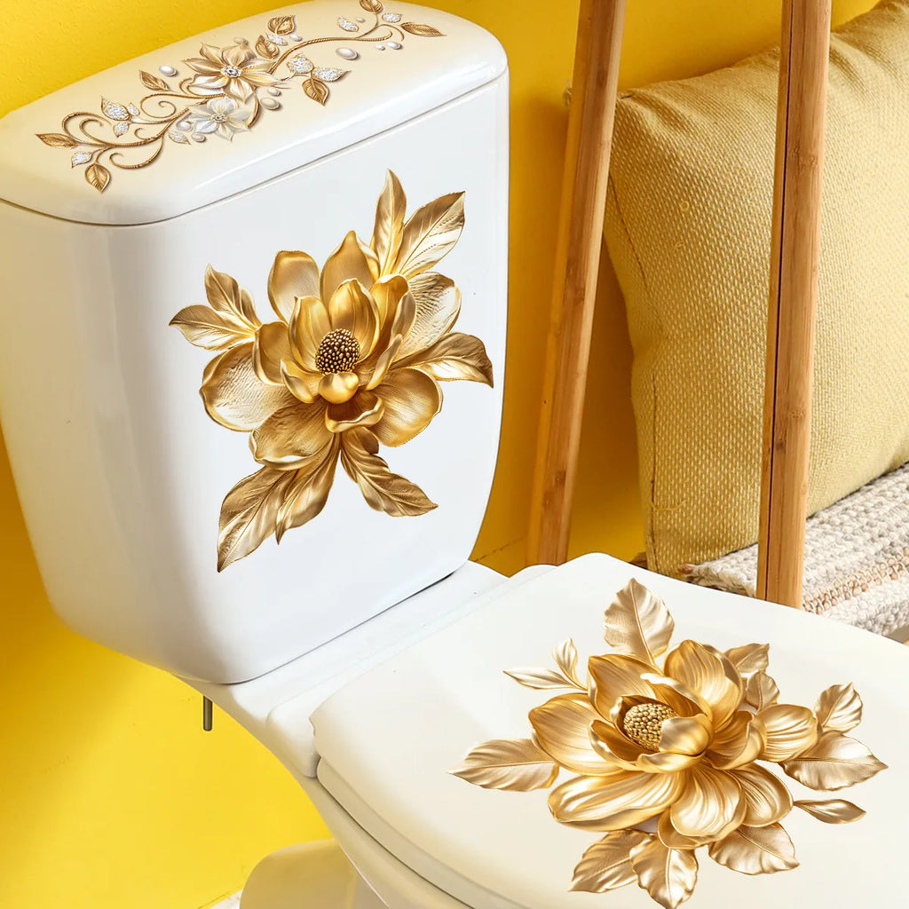CowLost | gold-diamond-flower-bathroom-toilet-self-adhesive-sticker |7