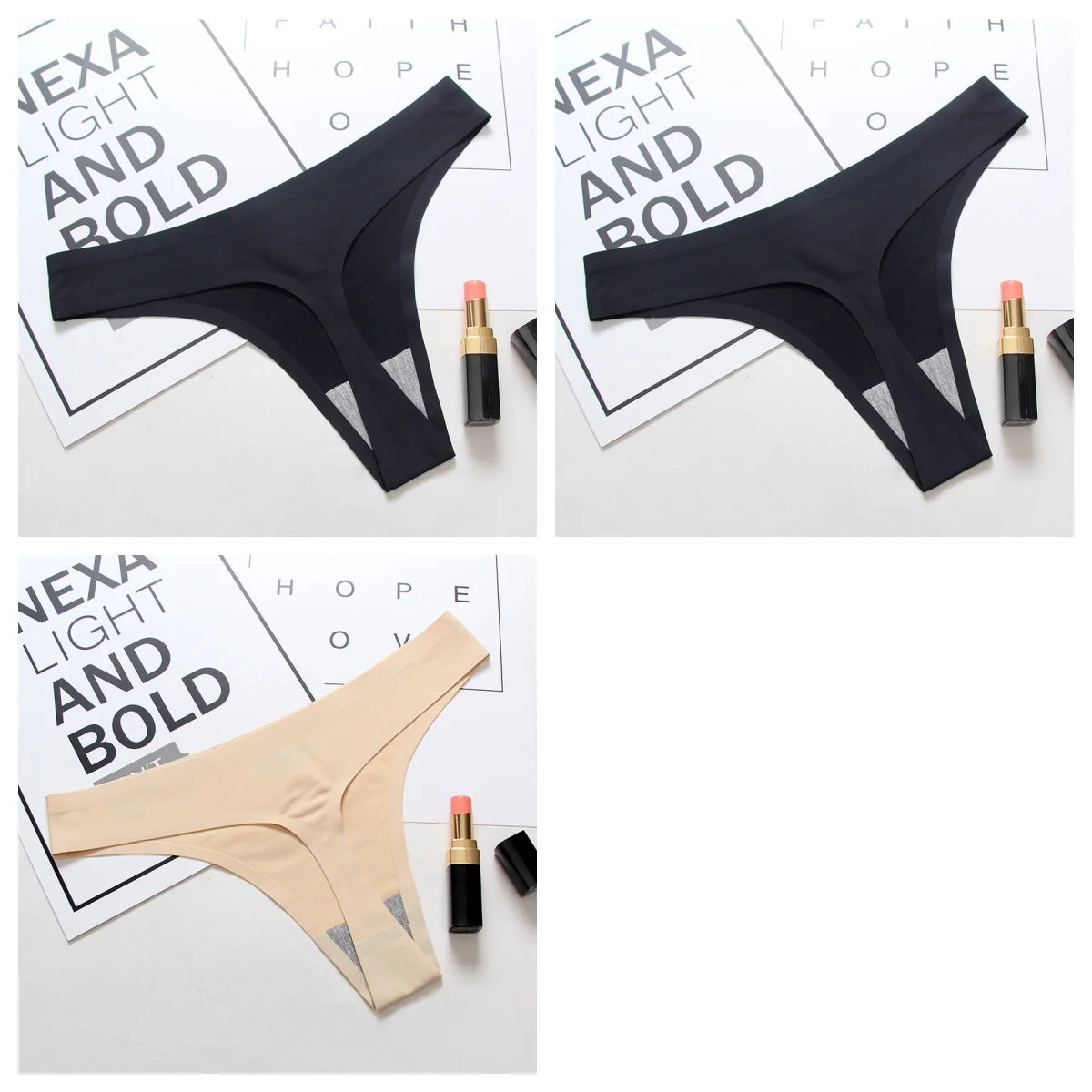 CowLost | product_id-3pcs-womens-low-rise-seamless-ice-silk-solid-color-g-string-thongs |20