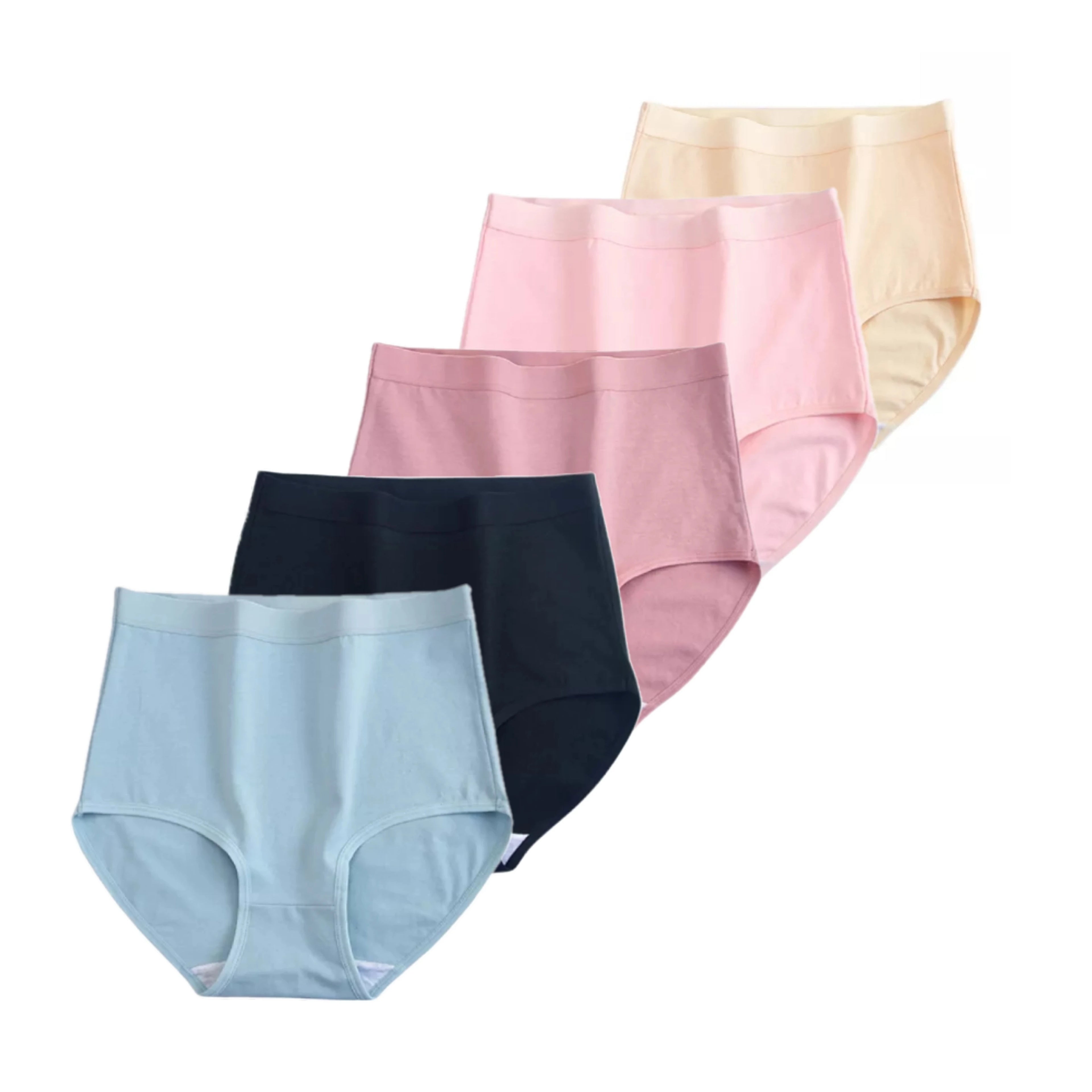 CowLost | product_id-fallsweet-womens-high-waist-cotton-plus-size-briefs-5-pack-m-xxxl |12