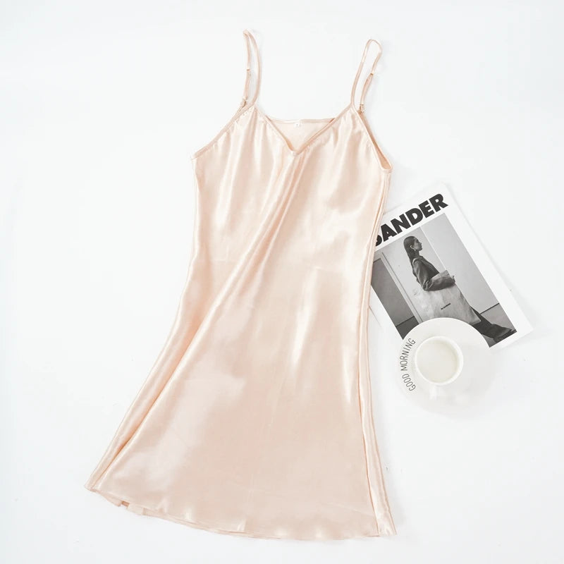 CowLost | sexy-pajamas-womens-faux-silk-suspender-nightdress |14
