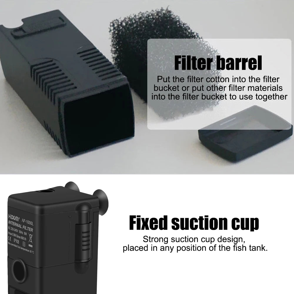 CowLost | eu-plug-aquarium-fish-tank-oxygen-increasing-pump-low-level-water-submersible-water-filter-pump-turtle-tank-filter |6