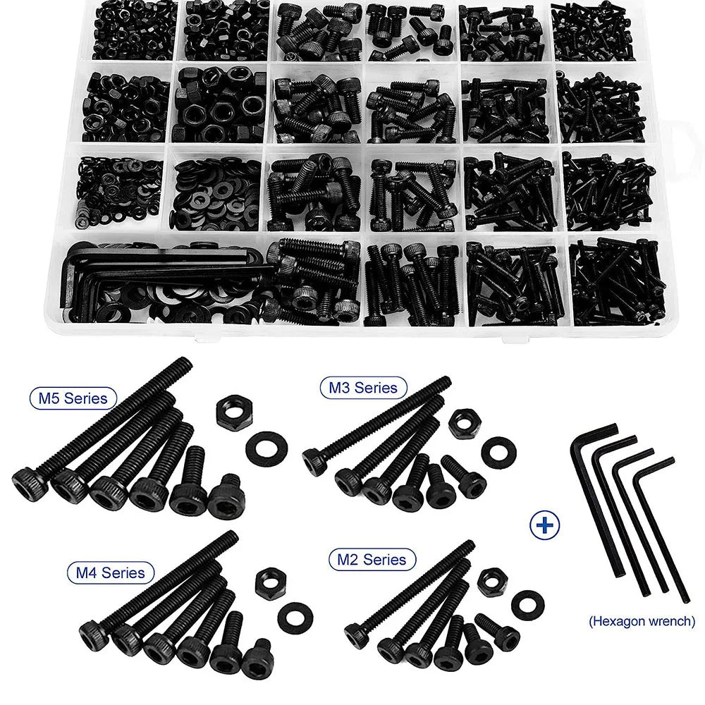 1060pcs M2 M3 M4 M5 Hex Socket Screw Set Carbon Steel