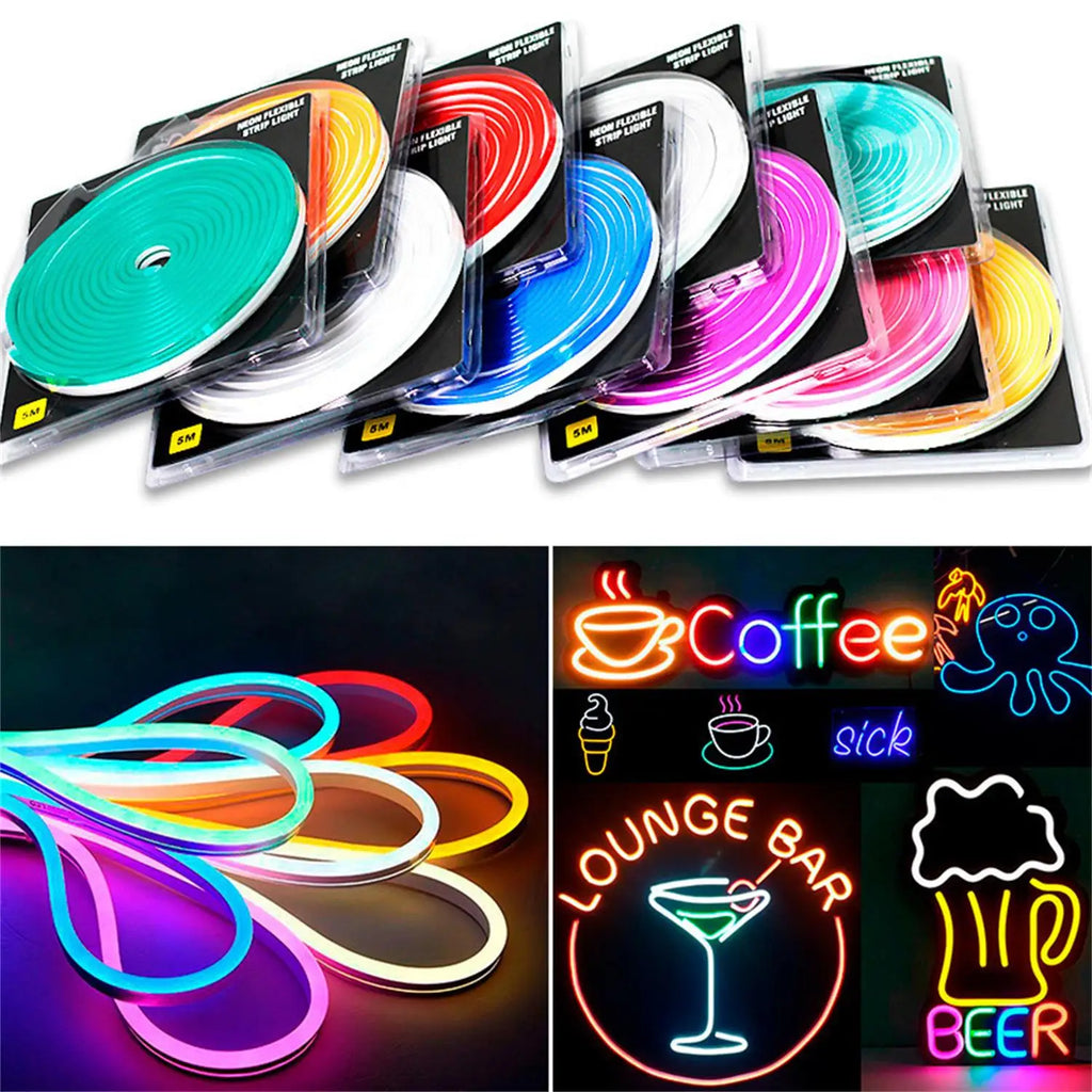 Mexllex 10m Neon LED Strip 120 LED/M IP65 Waterproof Outdoor Plug-In for Indoor & Party Decor