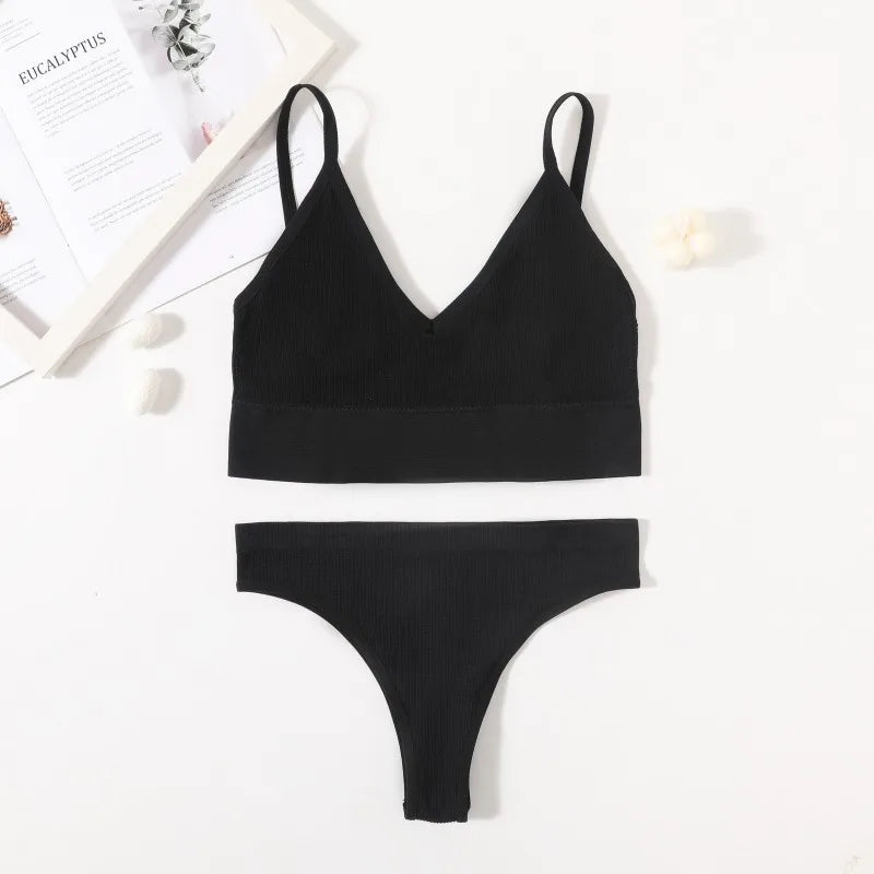 CowLost | product_id-women-seamless-wire-free-bra-high-leg-thong-set-with-u-back |12