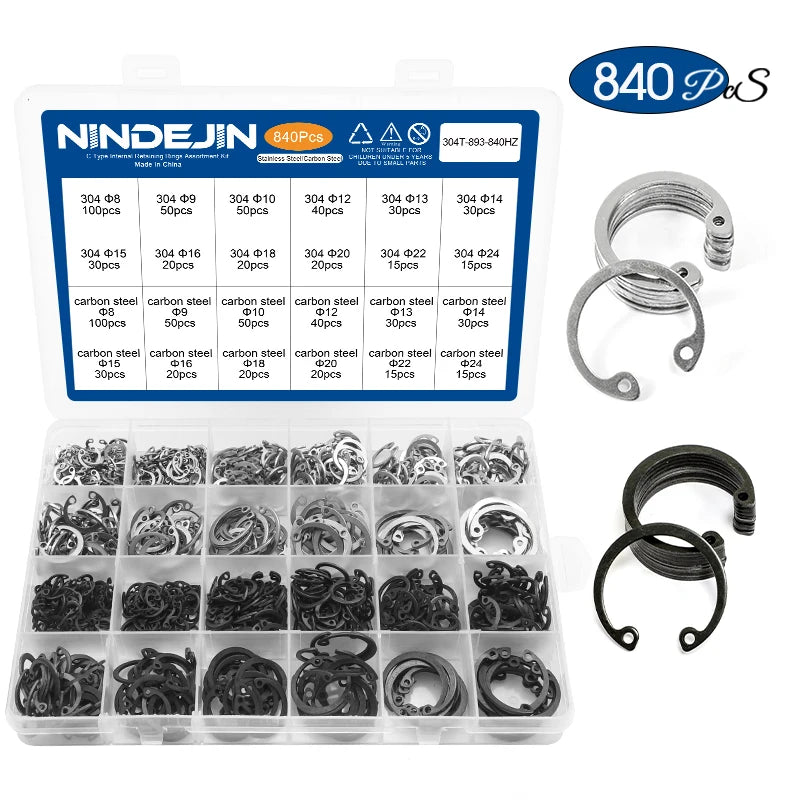 CowLost | nindejin-c-type-internal-circlip-retaining-rings-assortment-kit-for-hole-stainless-steel |17