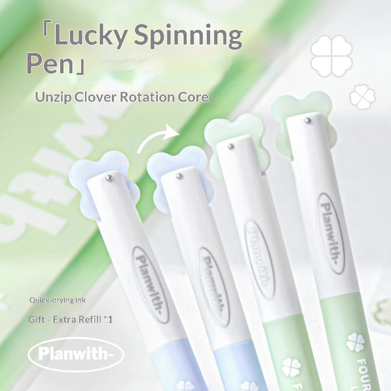 CowLost | product_id-planwith-lucky-clover-0-5mm-carbon-black-gel-pen-no-smudge-smooth-writing-rotary-twist |4