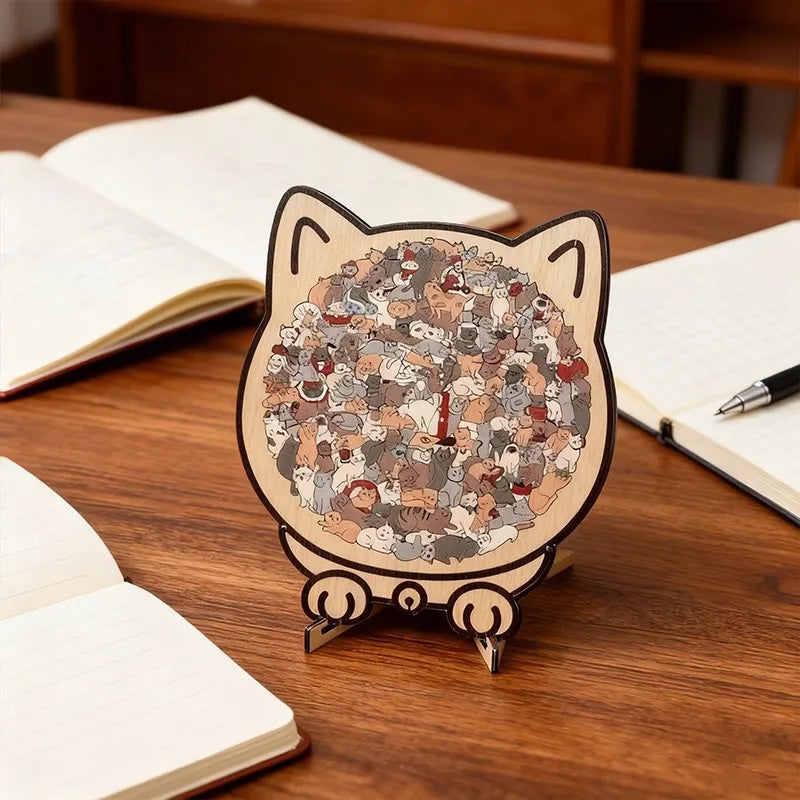CowLost | product_id-colored-cat-wooden-jigsaw-puzzle-unique-animal-shape-creative-gift |13