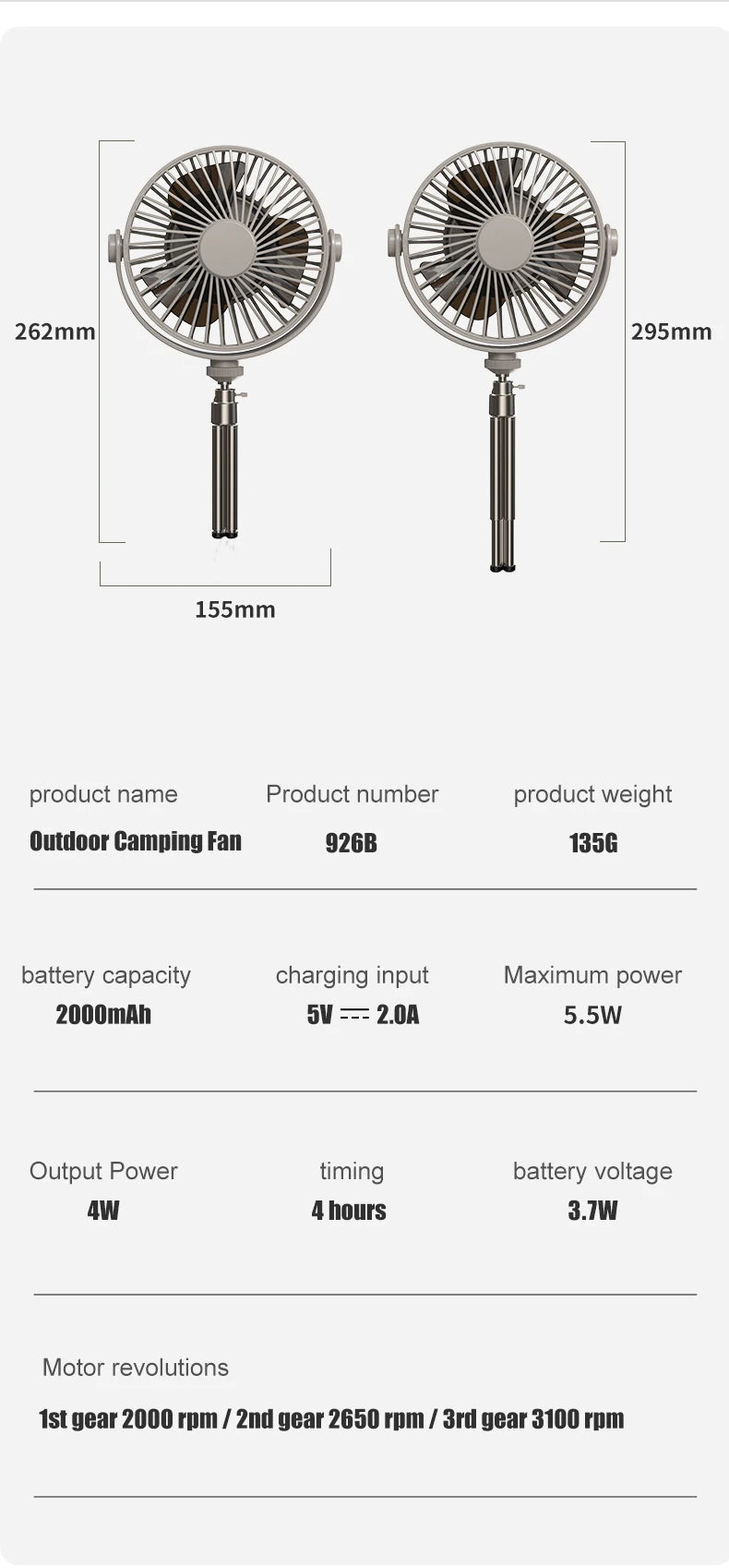 CowLost | product_id-usb-rechargeable-tripod-desk-fan-with-air-cooling-blower-and-night-light-for-camping-and-ceiling-use |21