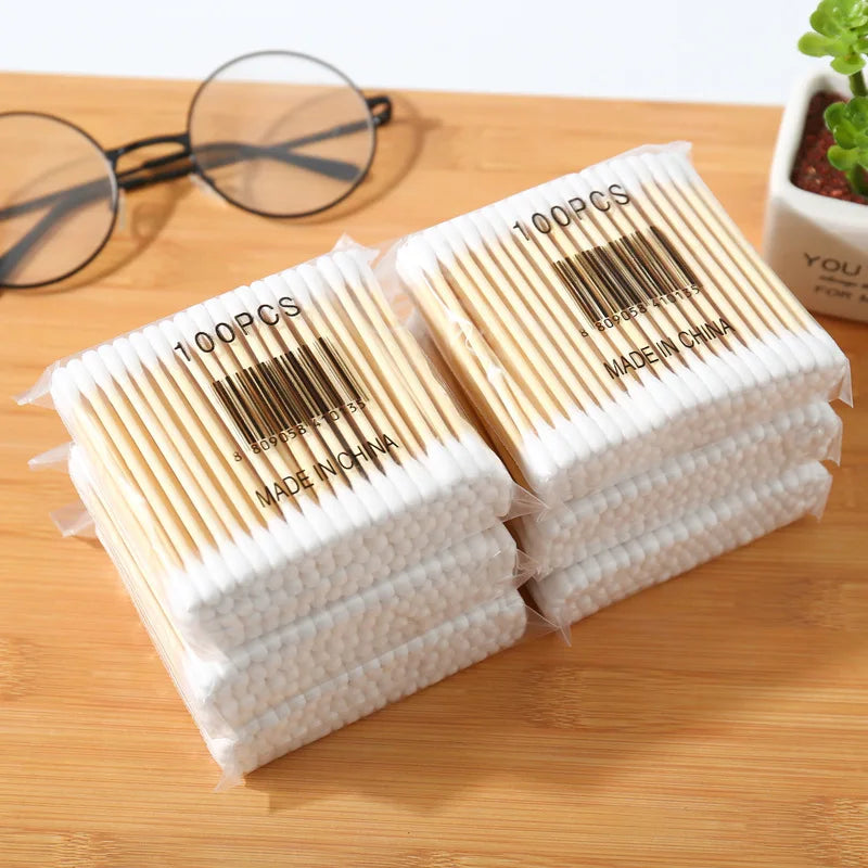 CowLost | double-head-wood-cotton-swab-women-makeup-lipstik-cotton-buds |9