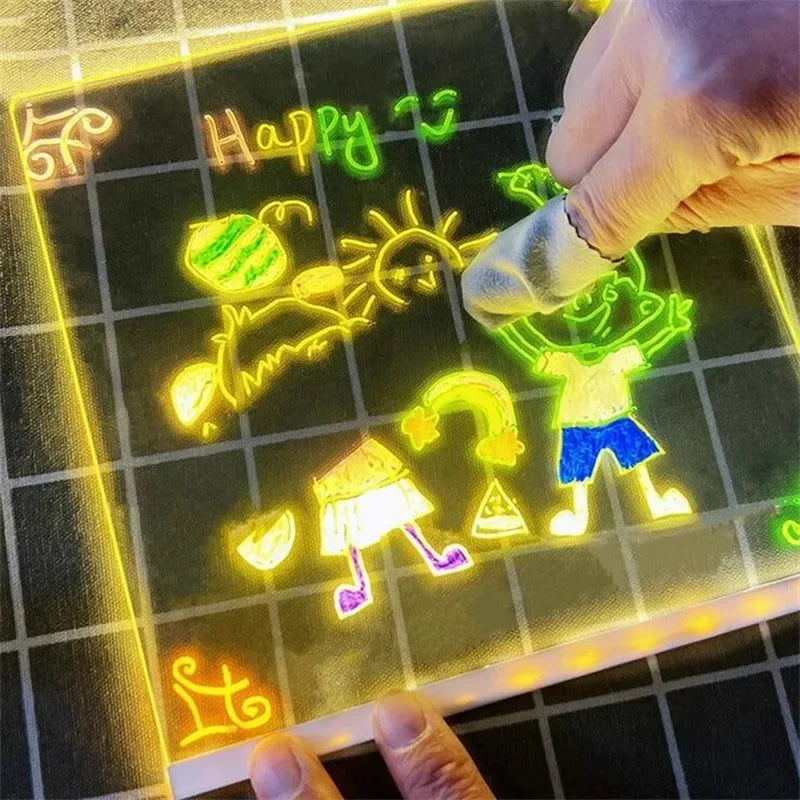 DIY LED Acrylic Drawing Board with Color Pens and Night Light