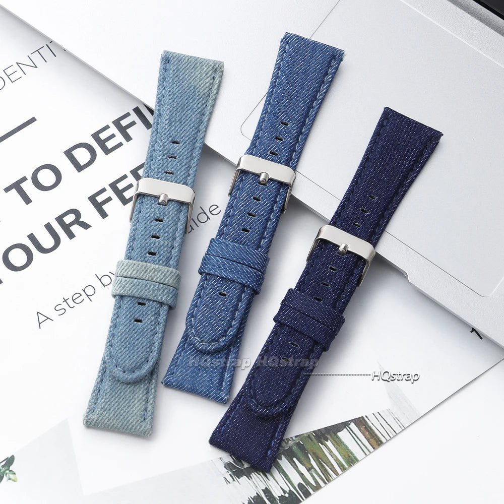 CowLost | product_id-hqstrap-retro-nylon-denim-watch-strap-22mm-24mm-black-light-blue-unisex |3