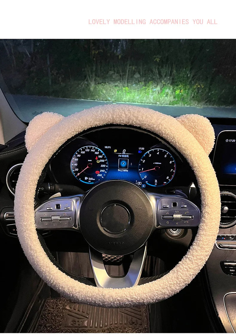 CowLost | winter-warm-soft-plush-cartoon-bear-ear-car-interior-accessories |20