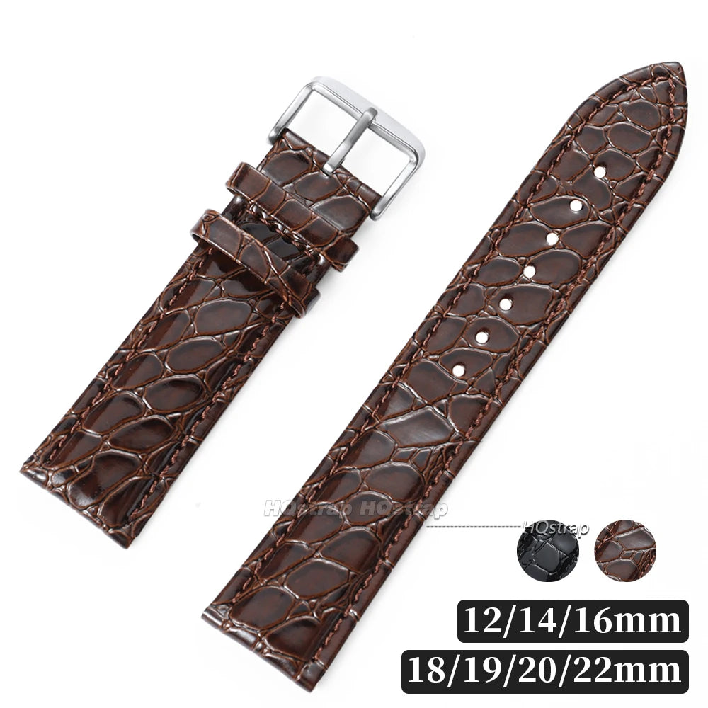 CowLost | product_id-unisex-crocodile-leather-smartwatch-strap-12-22mm-black-brown |8