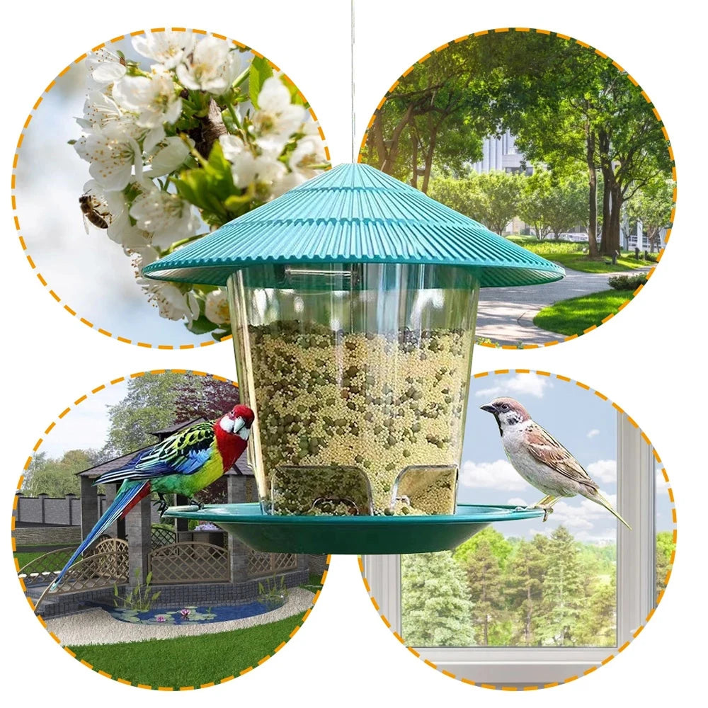Outdoor Hanging Bird Feeder Multiple Hole Nut and Seed Dispenser Container