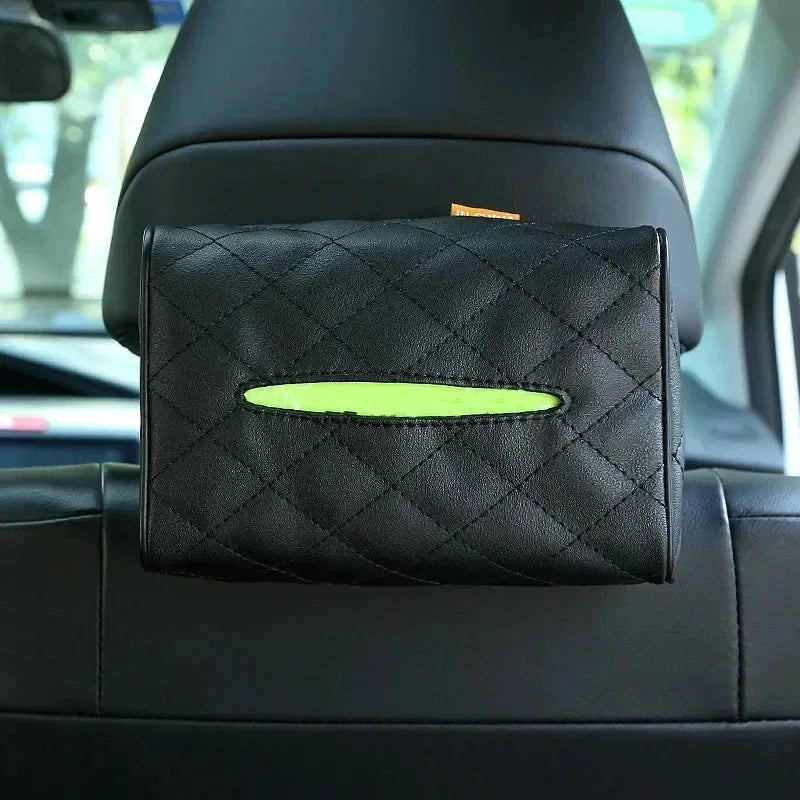 CowLost | car-sunshade-plate-tissue-box-universal-auto-interior-soft-leather-car-tissue-box-car-hanging-buckle-container-paper-bag-tools-1 |4
