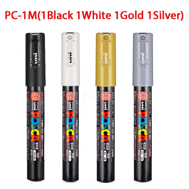 CowLost | product_id-uni-posca-waterproof-water-based-acrylic-marker-pens-8-colors-including-white-black-gold-silver |26