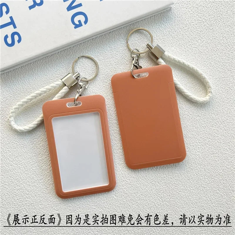 1Pc Solid Color Student Bus ID Card Protective Cover