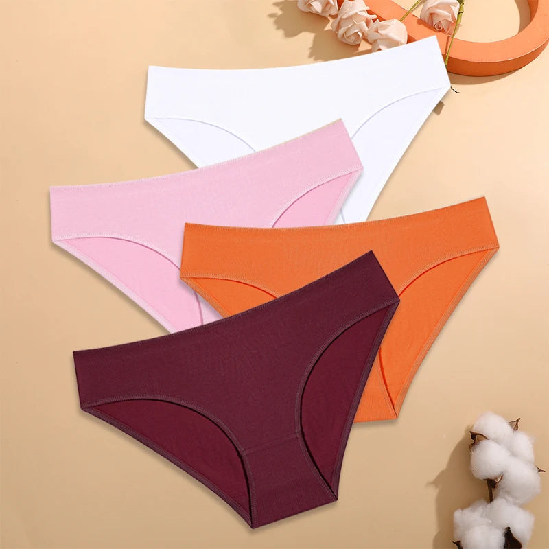 CowLost | activewear-pants-4pcs-womens-low-waist-cotton-seamless-stretchy-panties-set |21