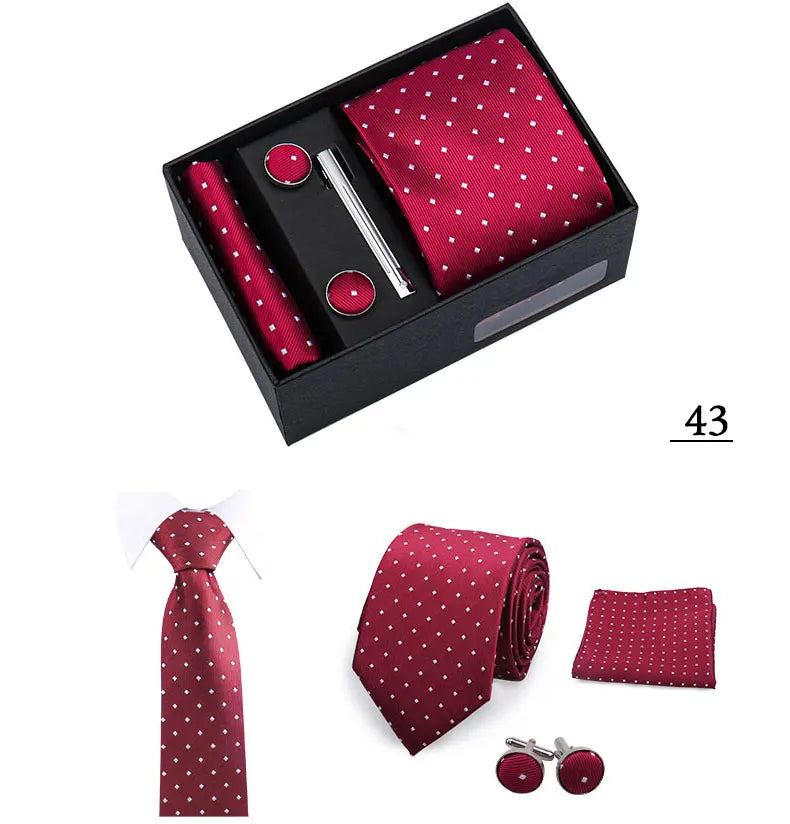 CowLost | tie-men-with-box-top-quality-business-ties-hanky-cufflink-set |24