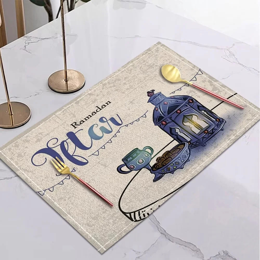 CowLost | 42x32cm-ramadan-linen-placemat-eid-mubarak-table-ornaments |15