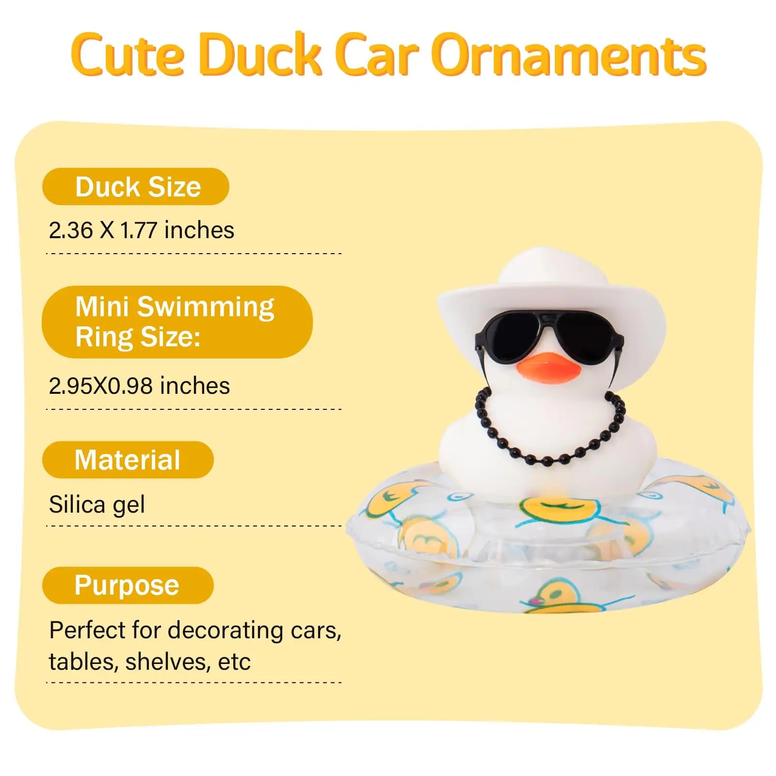 CowLost | product_id-white-rubber-duck-car-dashboard-ornament-with-cowboy-hat-and-swim-ring-necklace |2