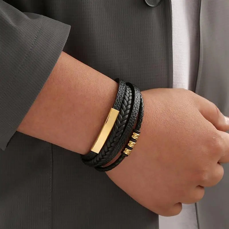 CowLost | jiayiqi-punk-beads-charm-men-bracelet-stainless-steel-magnetic-clasp-braided-mutilayer |31