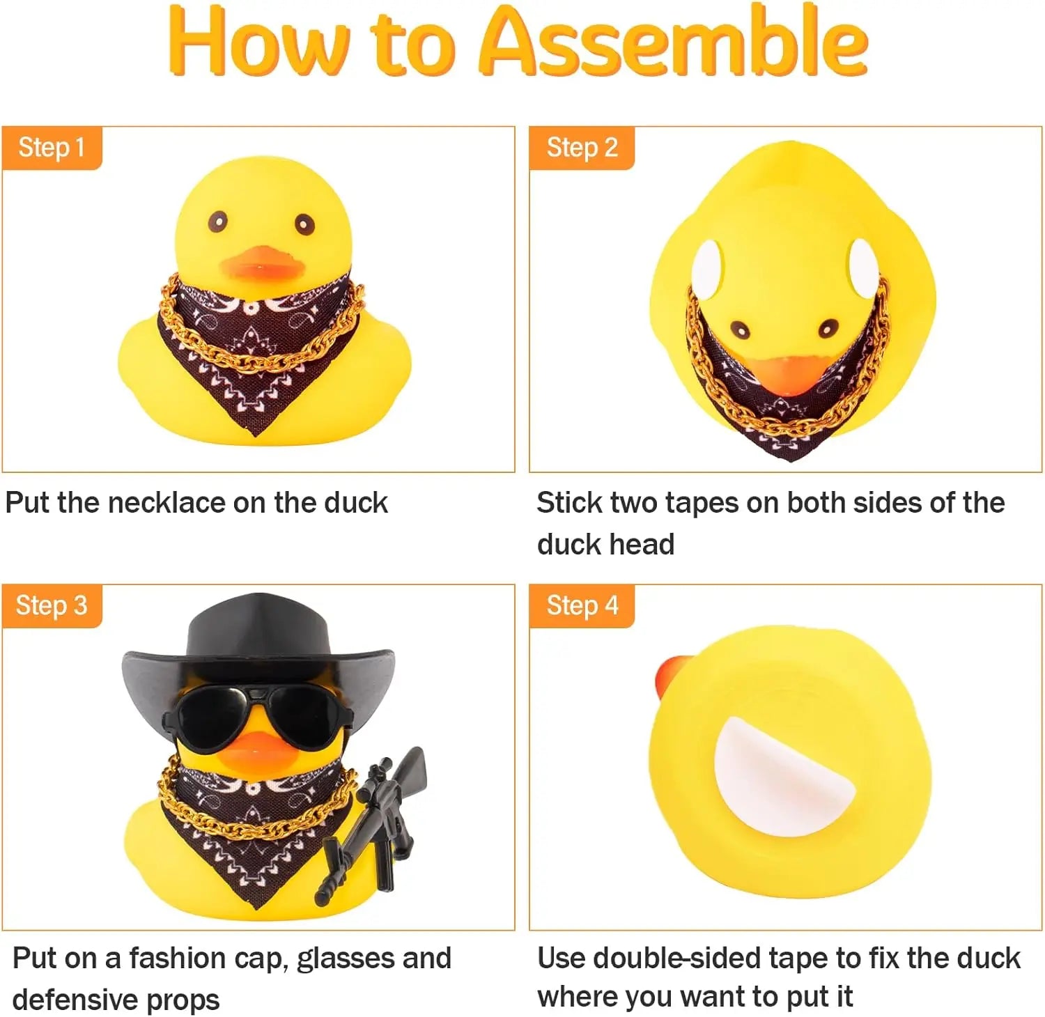CowLost | 1-set-cowboy-car-rubber-duck-black-duck-decoration-dashboard-with-sun-hat-for-car-dashboard-decorations-1 |5