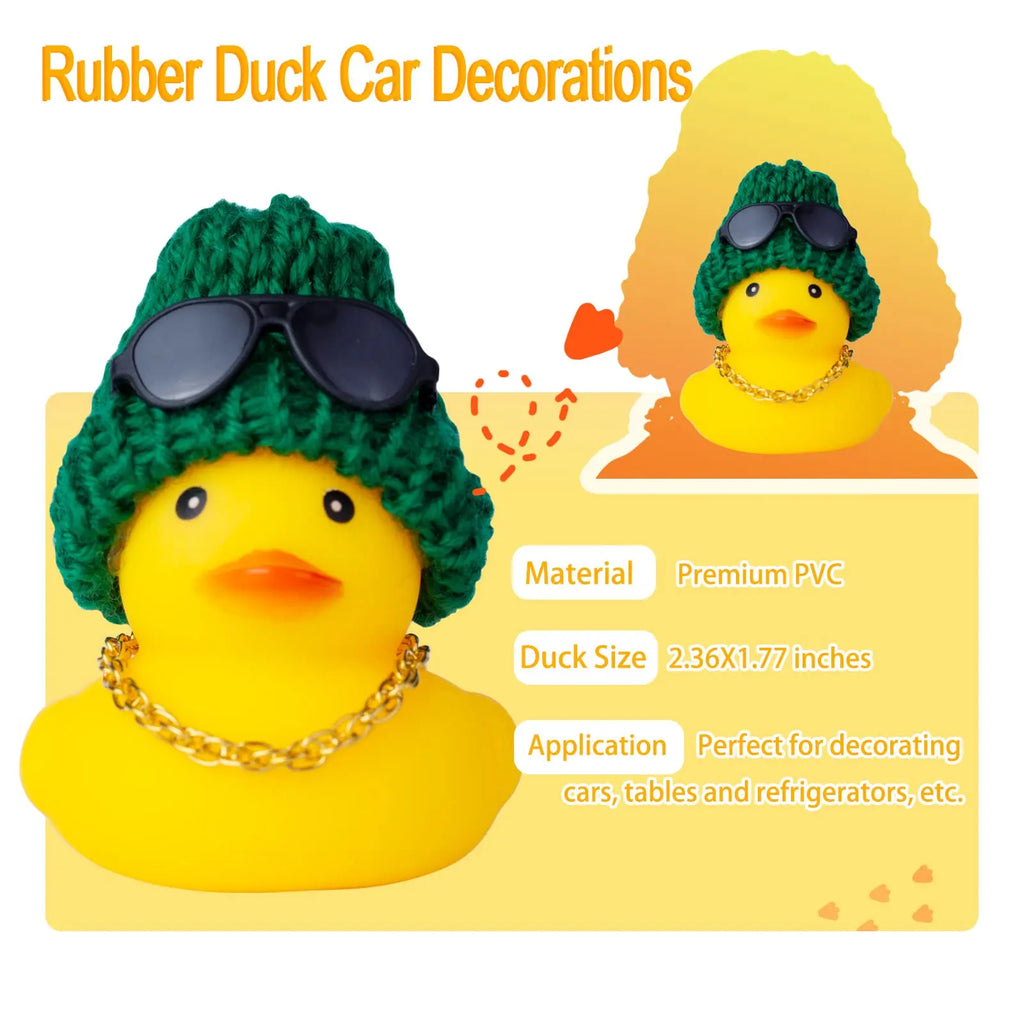 CowLost | 2-set-car-duck-mini-car-dashboard-yellow-rubber-duckies-toy-jeep-duck-party-favor-car-decoration-table-ornament-car-accessory |4
