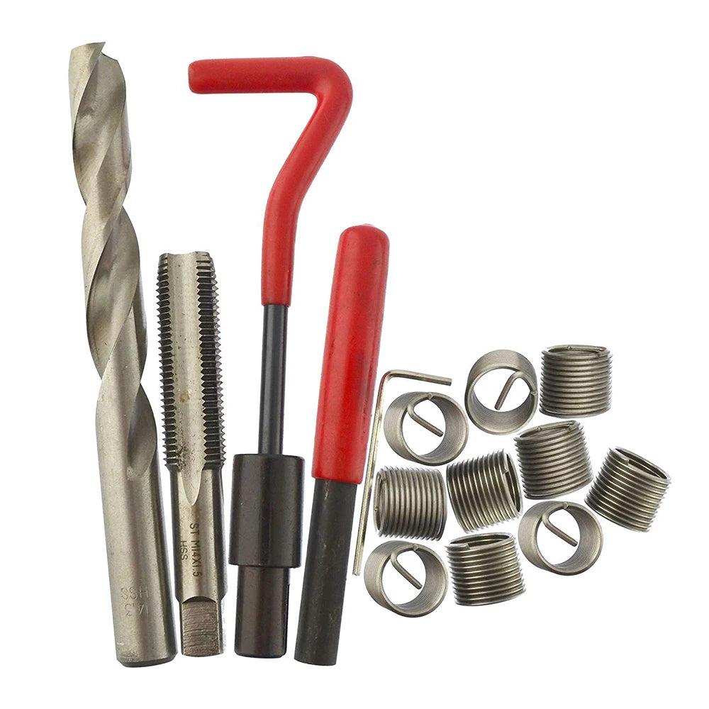 CowLost | 15-30pcs-metric-thread-repair-insert-kit-m5-m6-m8-m10-m12-m14-helicoil-car-pro-coil-tool-m14-1-5-thread-repair-insert-kit |1