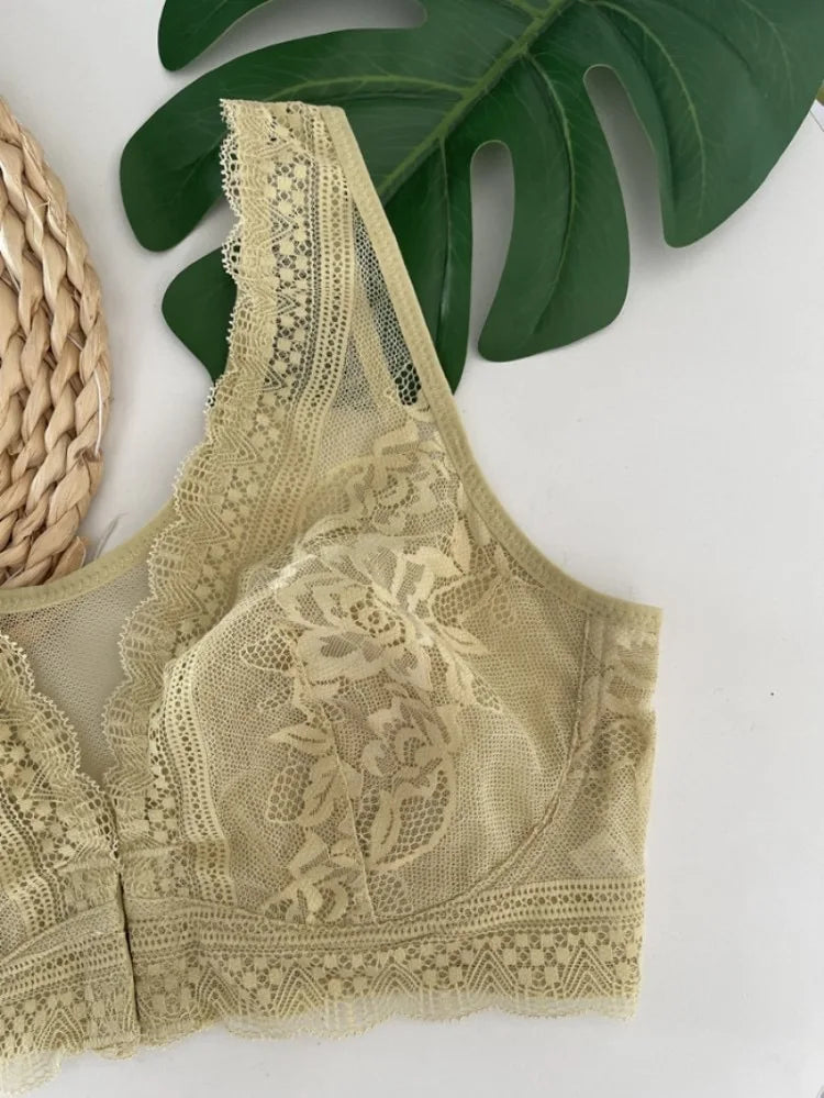 CowLost | womens-large-size-bra-with-front-buckle-lace-rabbit-ears-vest-style-underwear-for-full-chest-thin-figure-new-fashion-trend |4
