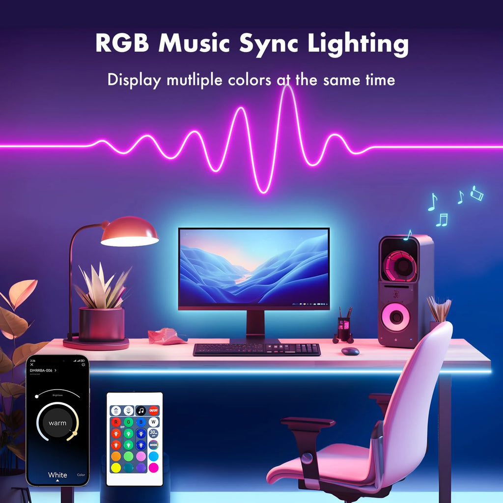 40M/30M RGB LED Neon Rope Lights, Music Sync, App & Remote Control, Waterproof Indoor Outdoor