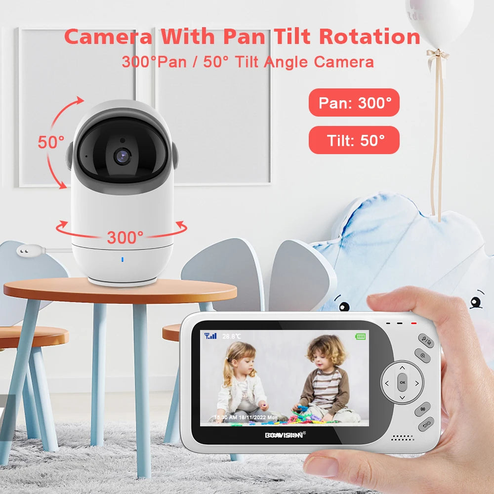 CowLost | 4-3-inch-video-baby-monitor-with-pan-tilt-camera-2-4g-wireless-two-way-audio-night-vision-security-camera-babysitter-vb801 |2