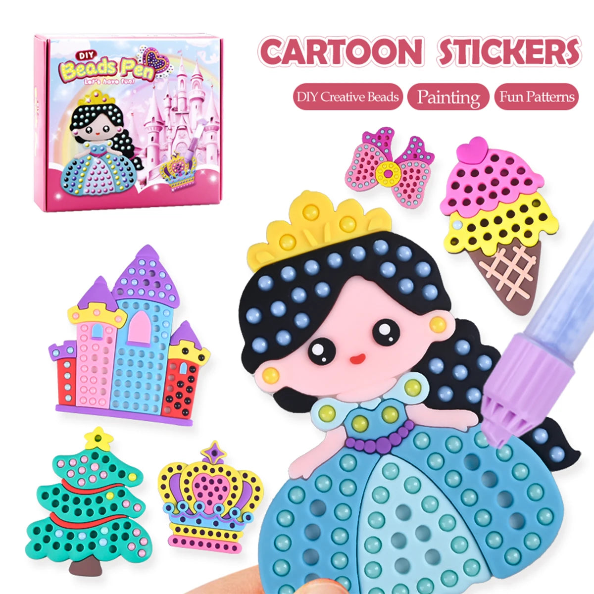 CowLost | product_id-diy-beads-pen-toy-set-handmade-creative-sticker-princess-rainbow-bow-girl-gift |3