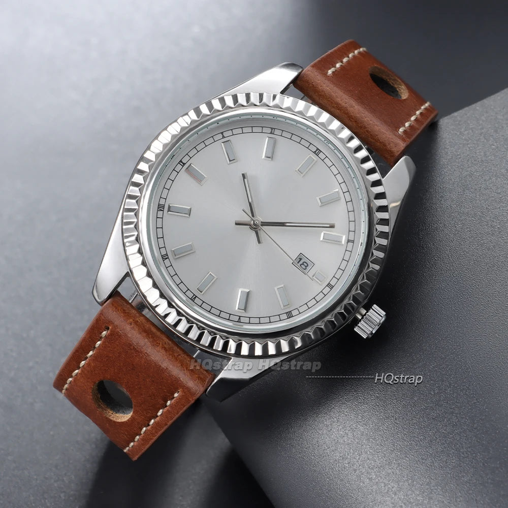 CowLost | product_id-hqstrap-genuine-dark-brown-cowhide-leather-watch-band-20mm-22mm-unisex-with-butterfly-buckle |12