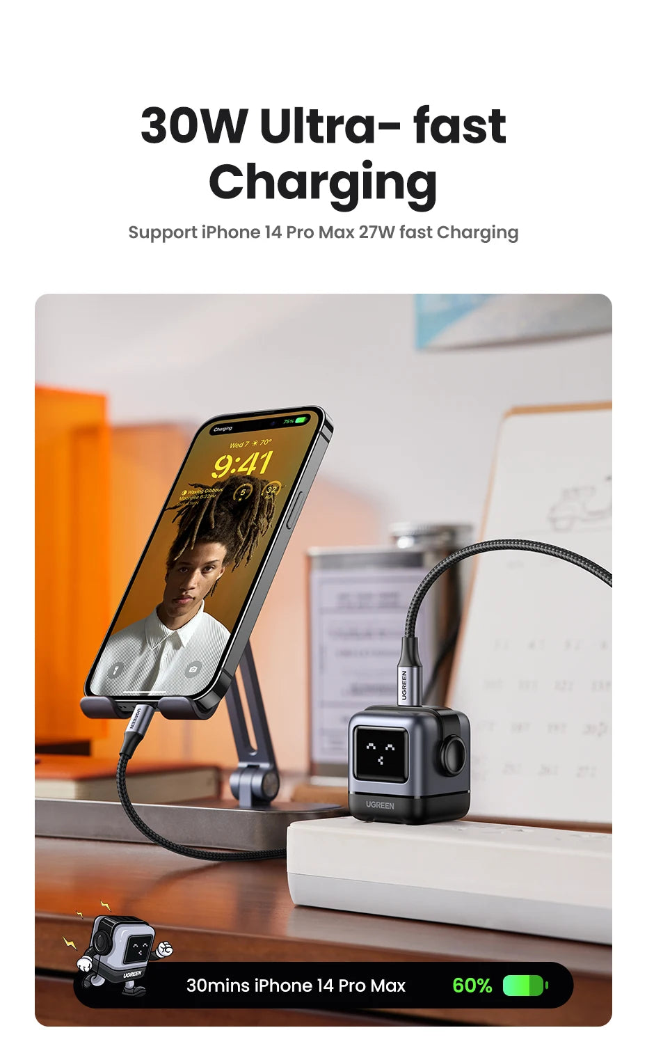 CowLost | ugreen-30w-65w-gan-charger-robot-design-pd3-0-fast-charger |9