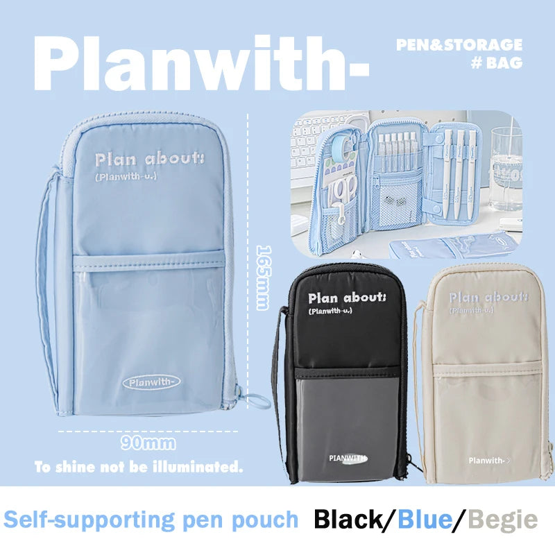 CowLost | product_id-planwith-multi-purpose-standing-pencil-bag-with-detachable-3-layer-desktop-organizer-for-school-work |1