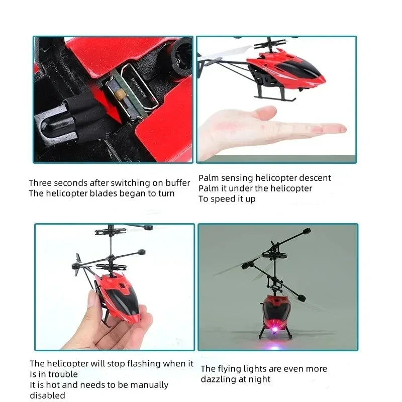 Rechargeable Mini RC Helicopter Drone Safe Fall-Resistant Toy (No Remote Battery)
