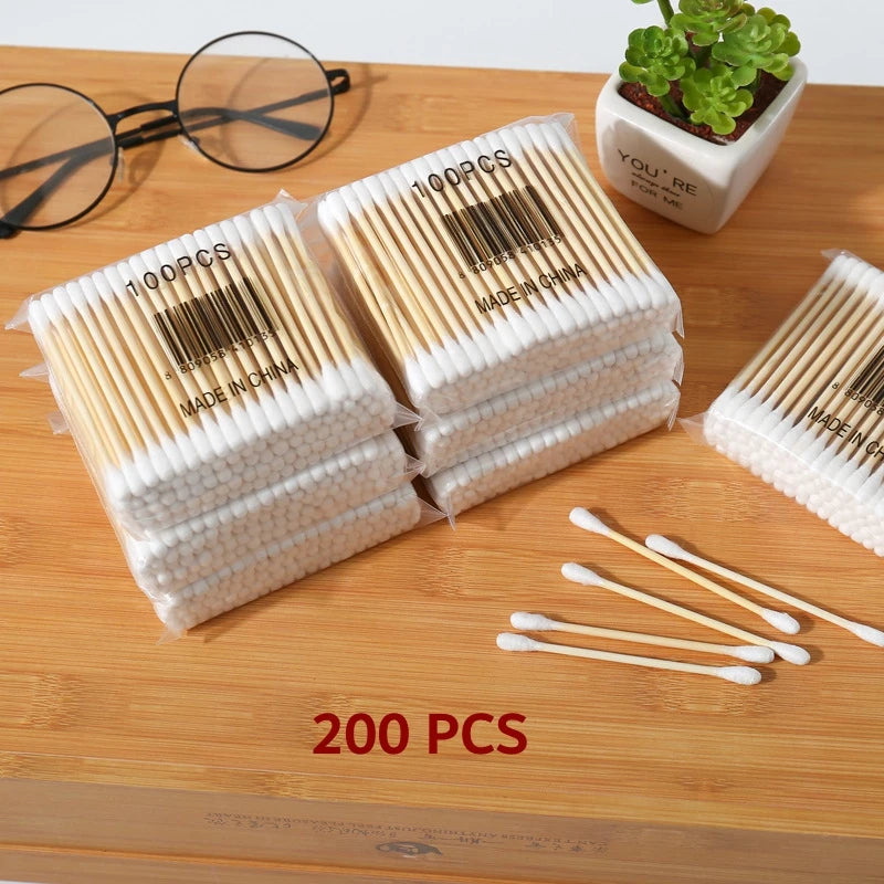 CowLost | double-head-wood-cotton-swab-women-makeup-lipstik-cotton-buds |19