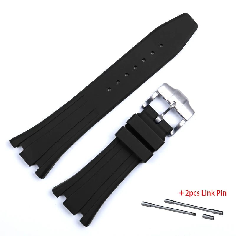CowLost | product_id-26-27mm-waterproof-soft-silicone-strap-with-link-pin-for-ap-royal-oak-ga2100-ga-2110-replacement-watchband |24