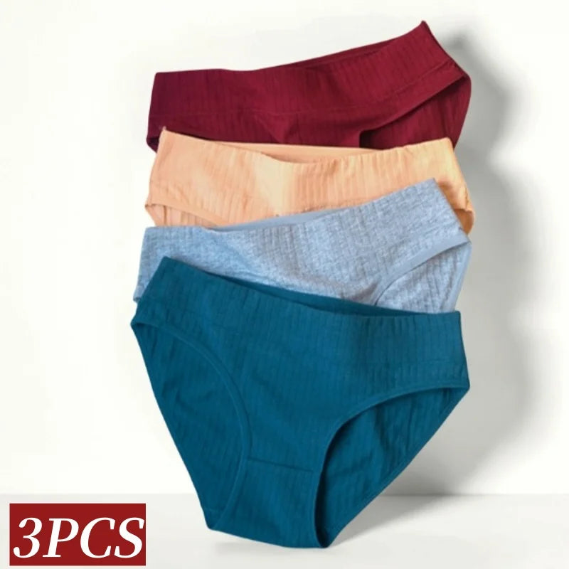 CowLost | product_id-3pcs-women-s-cotton-low-waist-solid-briefs-m-xl-breathable-comfortable-panties |2