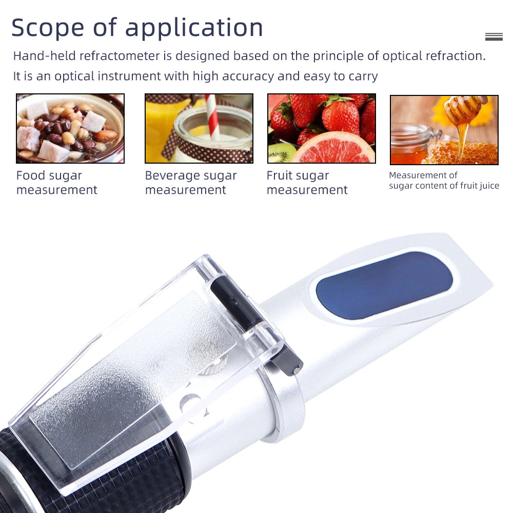 HandHeld 28-62% Brix Sugar Refractometer ATC for Fruit Sauce Juice Jam Drinks