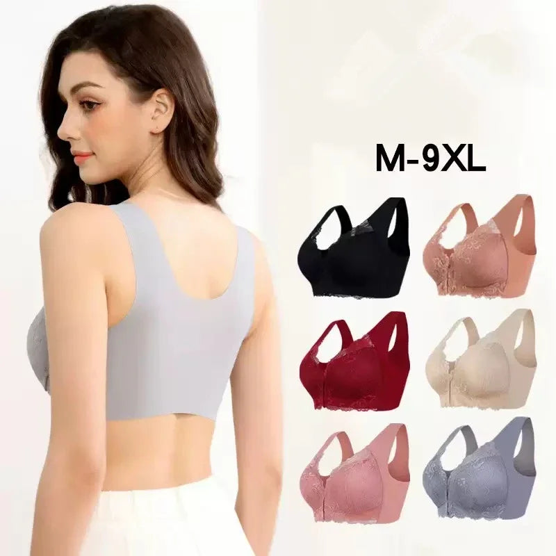 CowLost | product_id-wireless-front-buckle-large-lace-bra-vest-with-beautiful-back-for-women |1