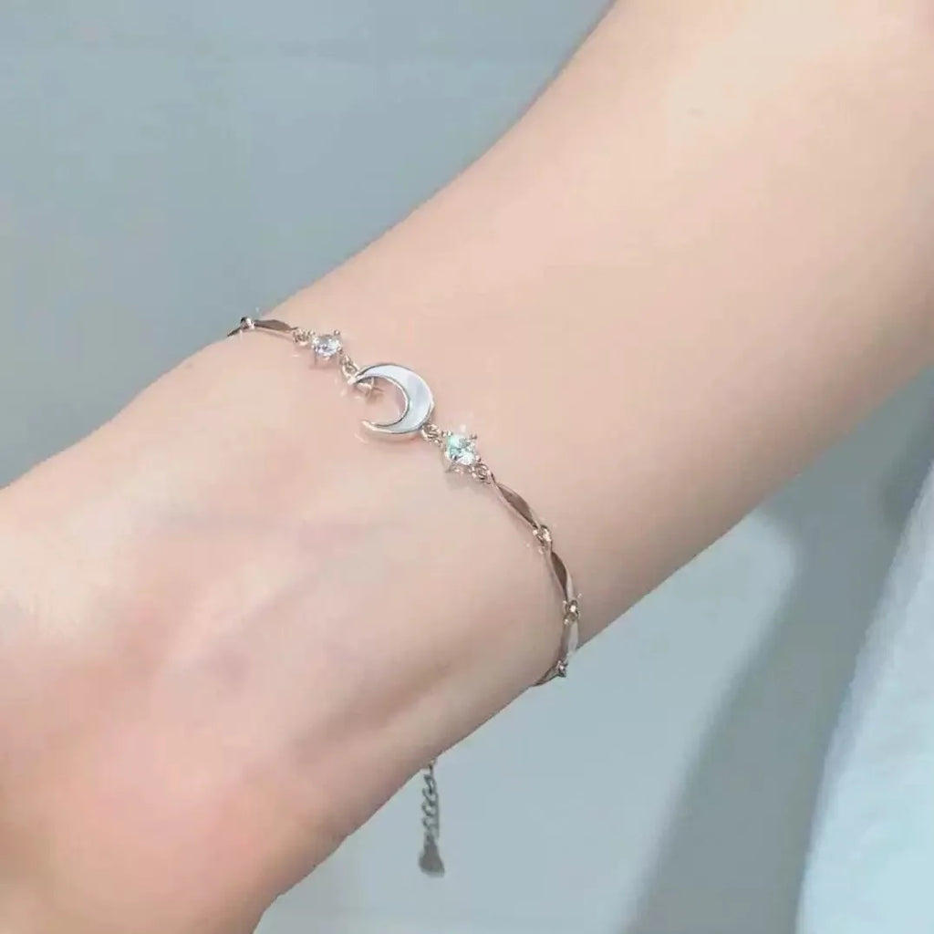 2025 Women’s Shiny Pink Zircon Butterfly Cherry Blossom Chain Bracelet Y2K Gift