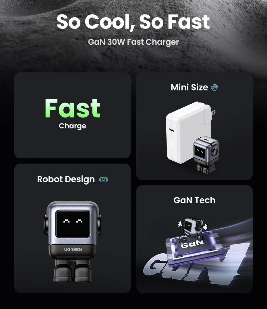 CowLost | ugreen-30w-65w-gan-charger-robot-design-pd3-0-fast-charger |8