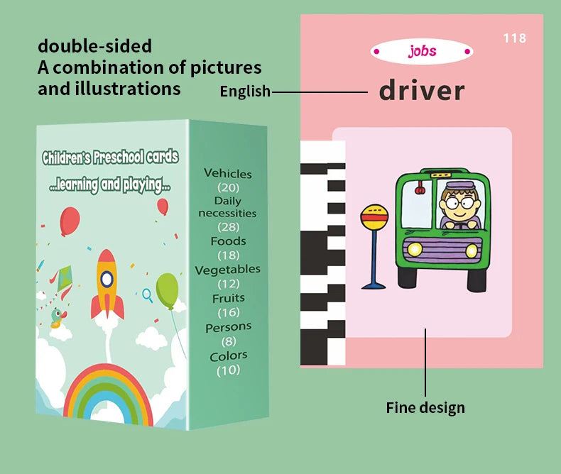 Early Education Talking Flash Card Machine with English Audio Book for Kids Birthday Gift Toy